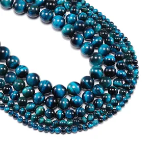 Perle Tonde in Pietra Occhio di Tigre Naturale Gatteggiamento Perline Sciolte per DIY Bracciale Collana Creazione Gioielli