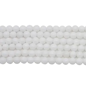 Polished natural white stone beads for DIY jewelry making necklaces and bracelets