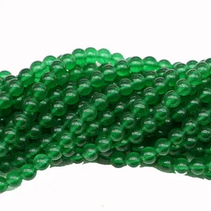 Polierte durchscheinende grüne Chalcedon-Rundperlen für DIY handgemachte Armbänder