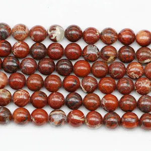 Polished natural red jasper stone beads for handmade DIY jewelry crafting and bracelets
