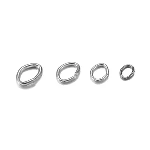 Oval stainless steel jump rings in four different sizes for DIY jewelry making