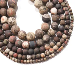Natuurlijke Gematteerde Bloemenagaat Ronde Kralen Matte Afwerking Natuursteen Losse Kralen Voor DIY Sieraden Armband Ketting Maken