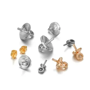 Assorted DIY pearl pendant bases in gold and silver finishes with cup and eyelet pins