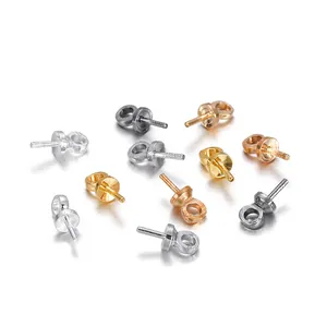 Detailed macro view of 3-8mm peg bails for pearl pendants in four metallic finishes