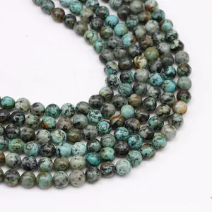Natural African turquoise gemstone round beads for handmade DIY jewelry bracelets