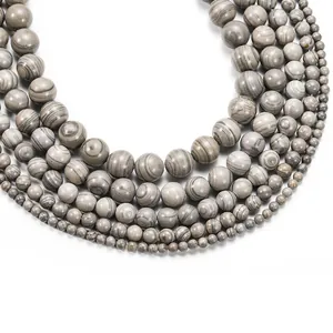 Natuurlijke Houtnerf Jaspis Steen Ronde Losse Kralen Grijs Gestreepte Tussenzetters Voor Doe Het Zelf Sieraden Maken Armband Ketting