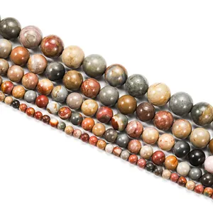 Polierte Picasso-Natursteinperlen rund für DIY-Schmuck in den Größen 4 mm bis 12 mm