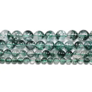 Natürliche Grüne Phantomquarz-Perlen in vier Größen für DIY-Schmuck und Armbänder