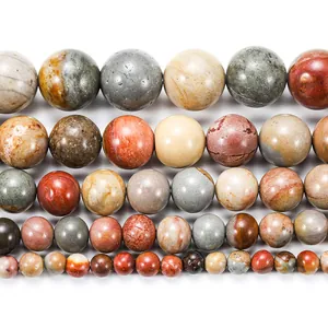 Importierte Picasso Jaspis Natursteinperlen für DIY Schmuck in Größen von 4mm bis 12mm
