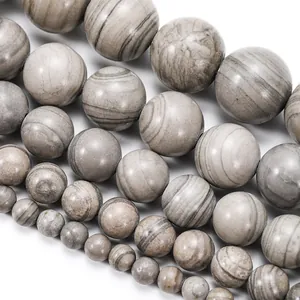 Natuurlijke grijze houtnerf stenen ronde kralen in diverse maten voor DIY sieraden
