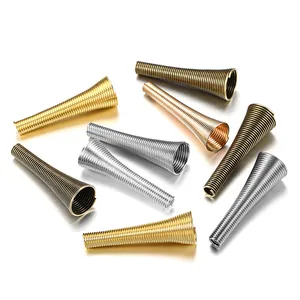Connecteurs à ressort coniques en or, argent, or rose et bronze pour bijoux DIY