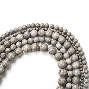 Natuurlijke grijze Houtnerf Jaspis ronde kralen van 4mm tot 12mm voor DIY sieraden maken
