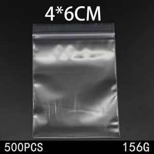 500 Stück transparente 4x6cm dicke PE-Druckverschlussbeutel für Schmuckverpackungen