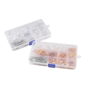 Kit para hacer joyas DIY con cuentas y fornituras en dos cajas organizadoras de 15 rejillas