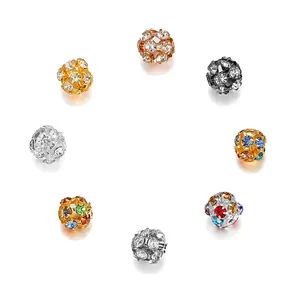 Strass Bal Tussenkralen Koper Hol Rond DIY Sieraden Maken Componenten Voor Armbanden En Kettingen
