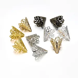 Calottes de perles fleurs 20mm en or, argent et bronze pour création de bijoux DIY