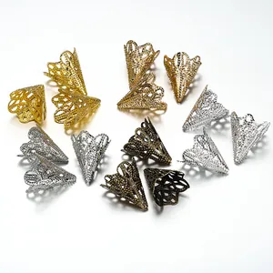 Détail de calottes de perles fleurs évidées 20mm en or, argent et bronze pour bijoux DIY