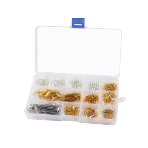 Kit completo de manualidades para joyas DIY en caja transparente con perlas y accesorios