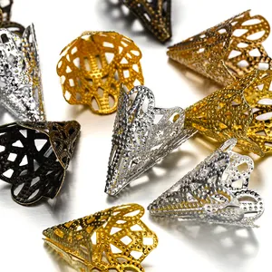 Calottes de perles fleurs évidées 20mm en or argent bronze pour bijoux DIY