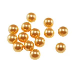 Vibrant golden round faux ABS pearls with high gloss finish for DIY jewelry making