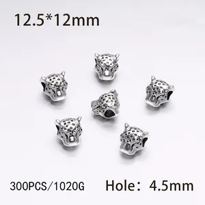 Detail of 12mm leopard head alloy beads with 4.5mm large hole for DIY jewelry making