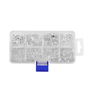 DIY Schmuckbastelset mit silbernen Karabinern und Biegeringen in einer Sortierbox