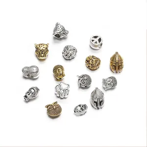 Vintage Alloy Spacer Beads For Jewelry Making Lion Buddha Leopard Owl Head Metal Loose Beads For DIY Bracelet Crafting