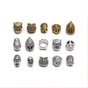 Assorted vintage gold and silver animal head metal beads for DIY jewelry making