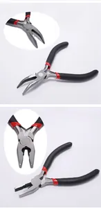 Close-up of needle-nose and side-cutter pliers with red and black non-slip handles