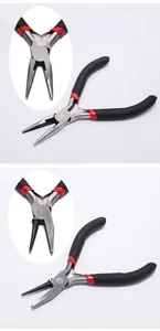 Detail view of mini jewelry pliers with non-slip handles and precision jaw texture