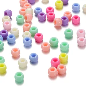 Perline Pony in Acrilico Fai da Te Foro Grande Forma a Barile Multicolore Plastica Perline Sciolte per Creazione Gioielli