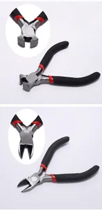 Detailed macro view of professional mini end cutting and diagonal pliers for DIY jewelry making