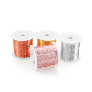 Detail view of multicolored jewelry copper wire set on white spools for DIY crafting