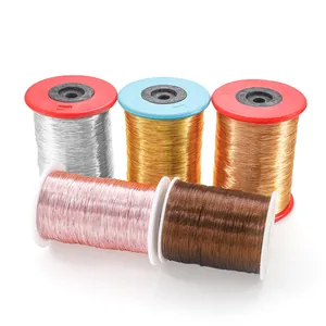 Close-up of five colorful jewelry copper wire spools for DIY jewelry making and beading