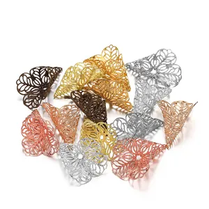 Sortierte vintage 28mm Kupferblüten-Perlenkappen in verschiedenen Metallfarben
