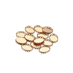 Golden oval lace bezel settings for DIY jewelry making and gemstone mounting