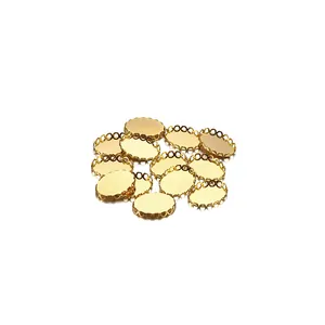 Golden oval lace bezel tray for DIY jewelry making and handmade stone setting