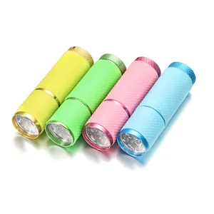 Detail of mini 12W LED nail dryer flashlights with diamond anti-slip grip and multi-LED beads