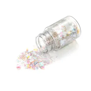 DIY colorful laser glitter flakes set in 15ml glass bottle for nail art and resin crafts