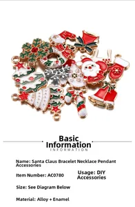 Détails de breloques de Noël en alliage émaillé pour la fabrication de bijoux DIY