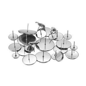 Détails de supports de boucles d'oreilles à plateau plat en acier inoxydable argenté