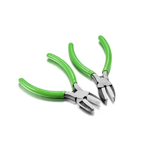 Mini nylon jaw pliers with green rubber handles for scratch-free jewelry making