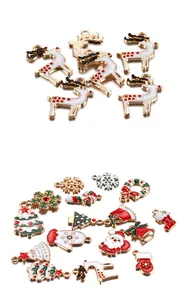 Détails de breloques de Noël en alliage avec rennes et flocons pour bijoux artisanaux