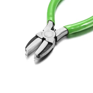 Mini nylon jaw flat nose pliers with green handles for non-marring jewelry DIY and metal work