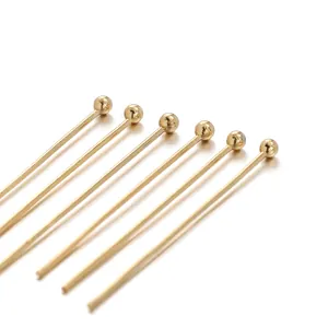 Set of six gold plated stainless steel ball head pins for DIY jewelry making accessories
