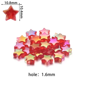Perles étoiles en acrylique aurore 10,8mm pour création bijoux DIY avec trou 1,6mm