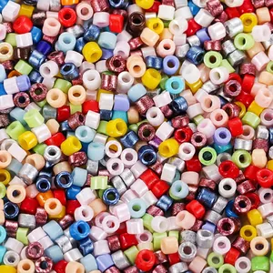 Macro shot of 2mm colorful mixed glass seed beads for DIY jewelry and bracelet making