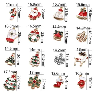 Breloques de Noël en Alliage Émaillé Pour Création de Bijoux DIY Père Noël Renne Cloche Flocon de Neige Pendentifs Pour Colliers Bracelets