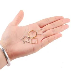 DIY metal geometric heart and star frames for resin jewelry making in gold and silver