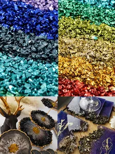 Irregular glass crushed stones used for resin coaster edges and DIY art decoration